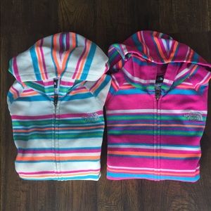 Two THE NORTH FACE fleece hoddies girl